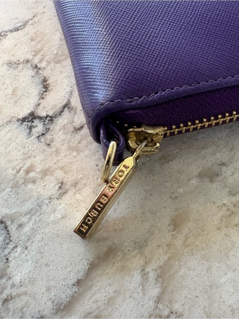 Tory Burch Deep Purple Zip-Around Continental Wallet